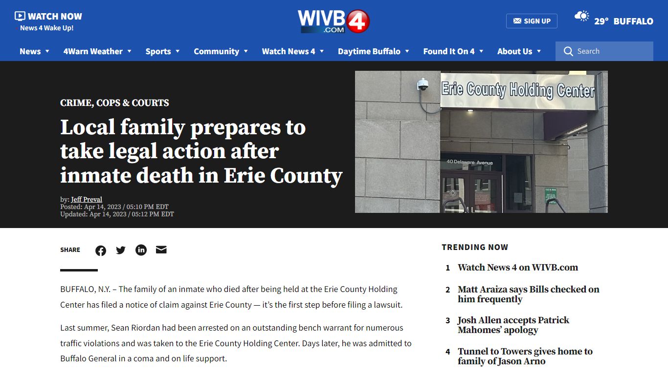 Local family prepares to take legal action after inmate death in Erie ...
